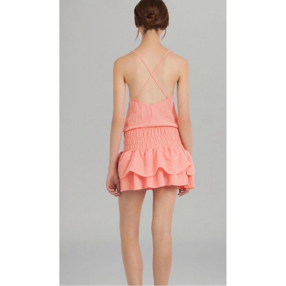 ‼️SOLD‼️ MAJE NWT Peachy Pink Sleeveless Folie Smocked Waist Mini Dress 2 - Picture 15 of 16